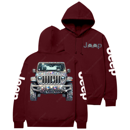Bling Sparkle Rhinestone Car Glam Girl Jp Casual Hoodie