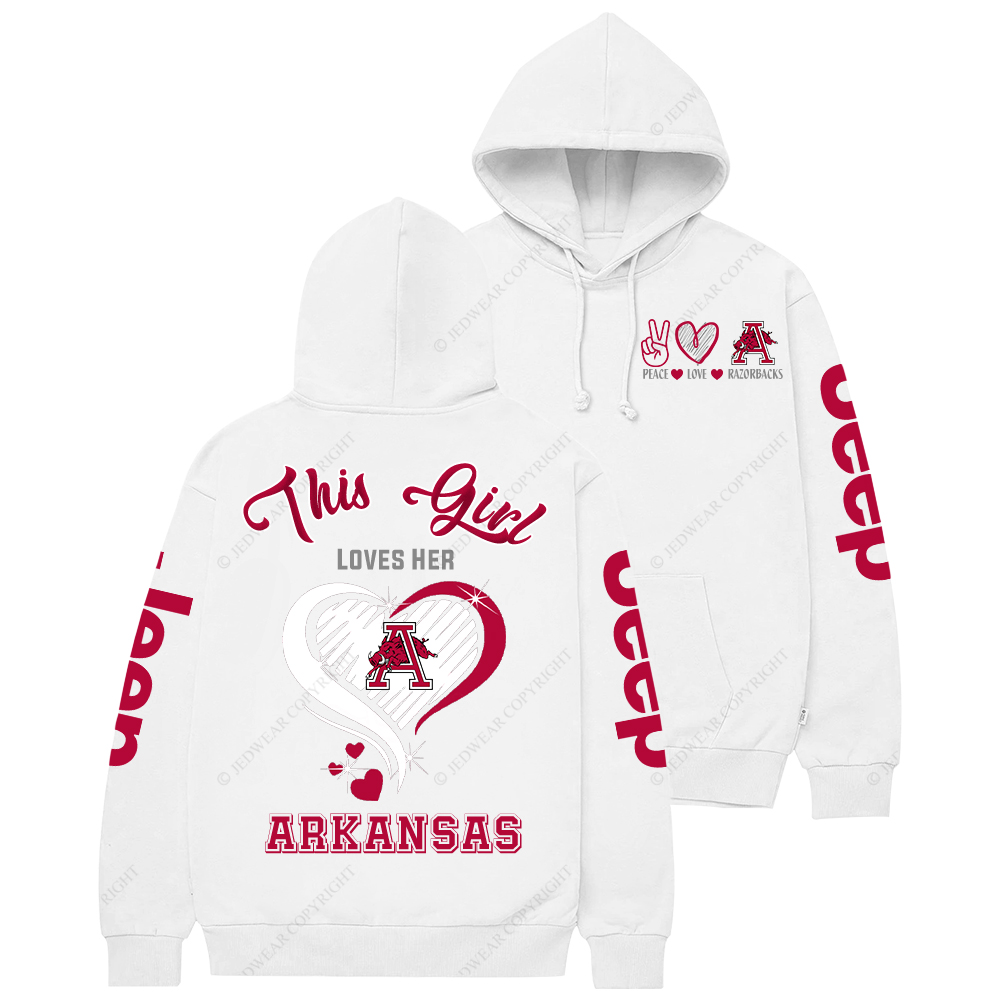 This Girl Loves Her Arkansas Razorbacks Jp Casual Hoodie