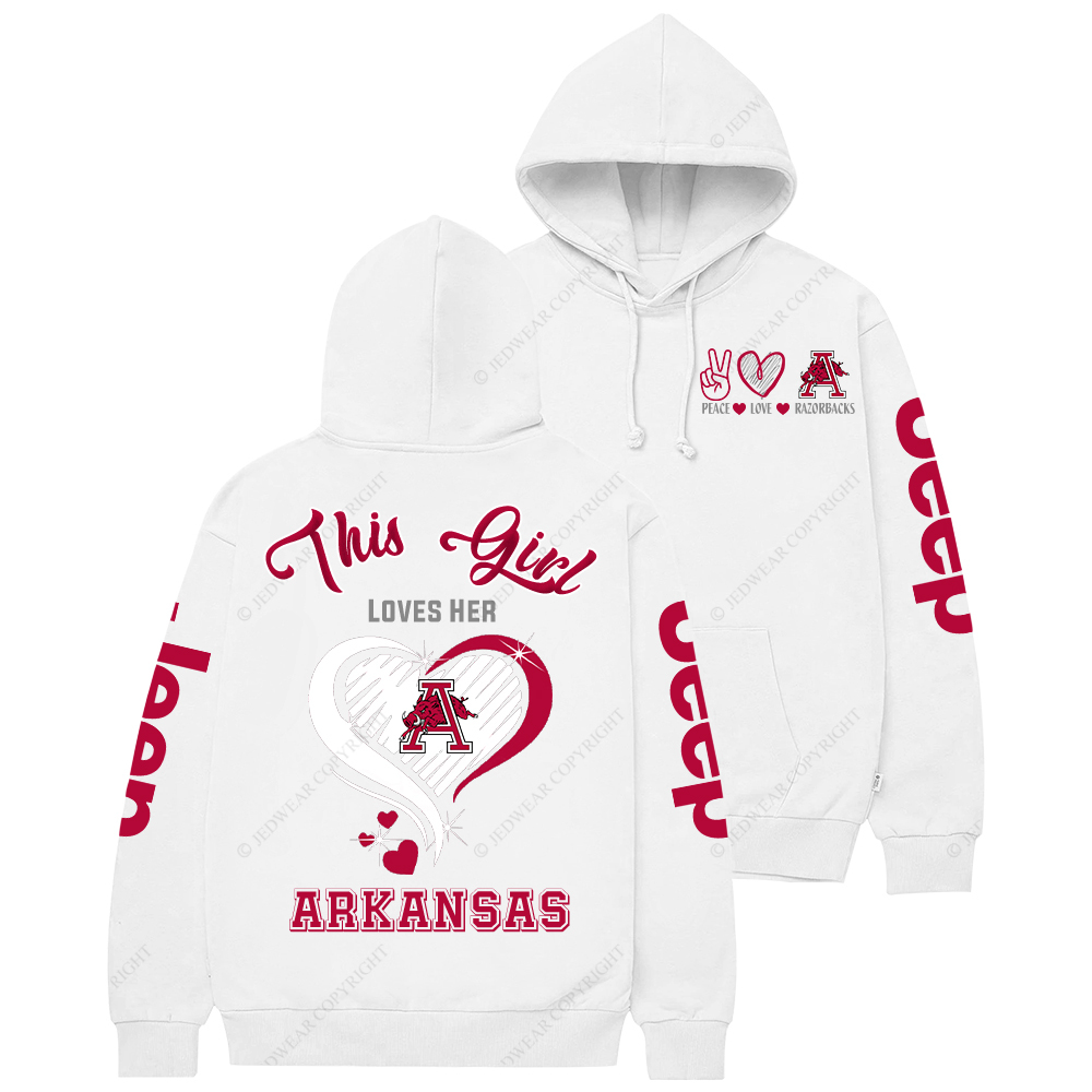 This Girl Loves Her Arkansas Razorbacks Jp Casual Hoodie