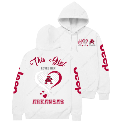 This Girl Loves Her Arkansas Razorbacks Jp Casual Hoodie