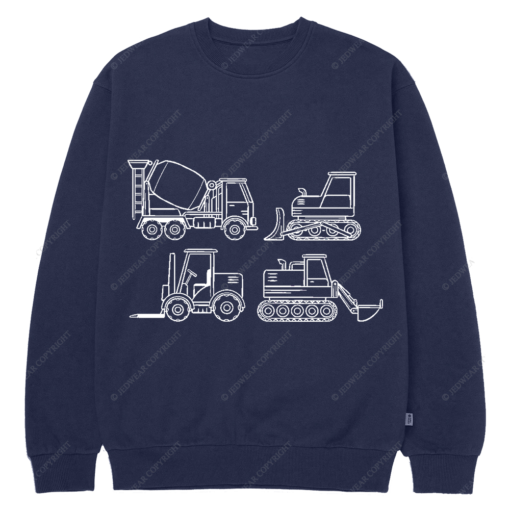 4 Construction Trucks Jp Crew Neck Sweatshirt