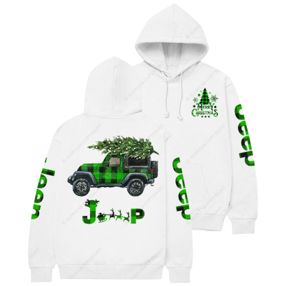 Merry Christmas Green Black Plaid Jp Casual Hoodie