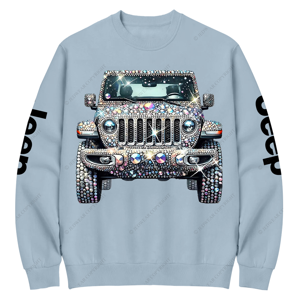 Bling Sparkle Rhinestone Car Glam Girl Jp Crew Neck Sweatshirt