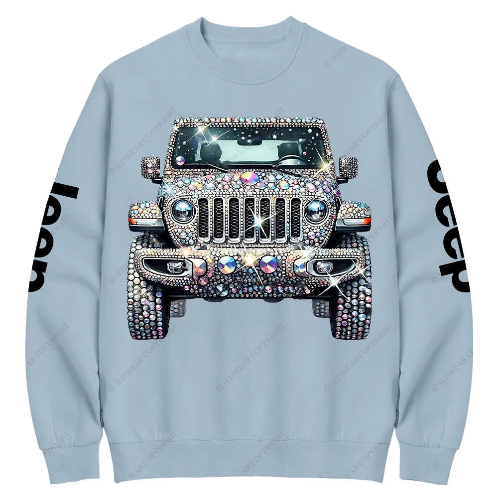 Bling Sparkle Rhinestone Car Glam Girl Jp Crew Neck Sweatshirt