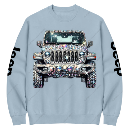 Bling Sparkle Rhinestone Car Glam Girl Jp Crew Neck Sweatshirt