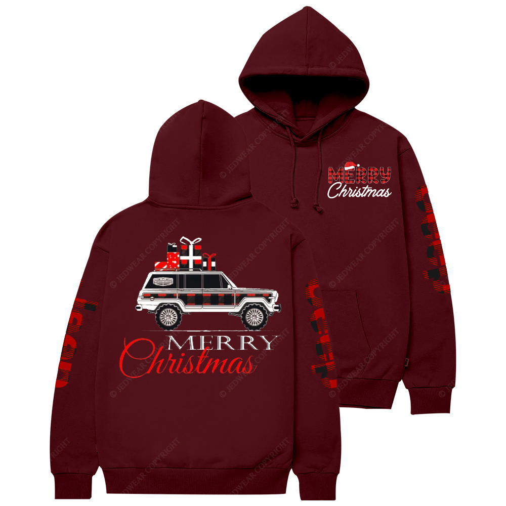 Merry Christmas Red And Black Plaid Jp Casual Hoodie