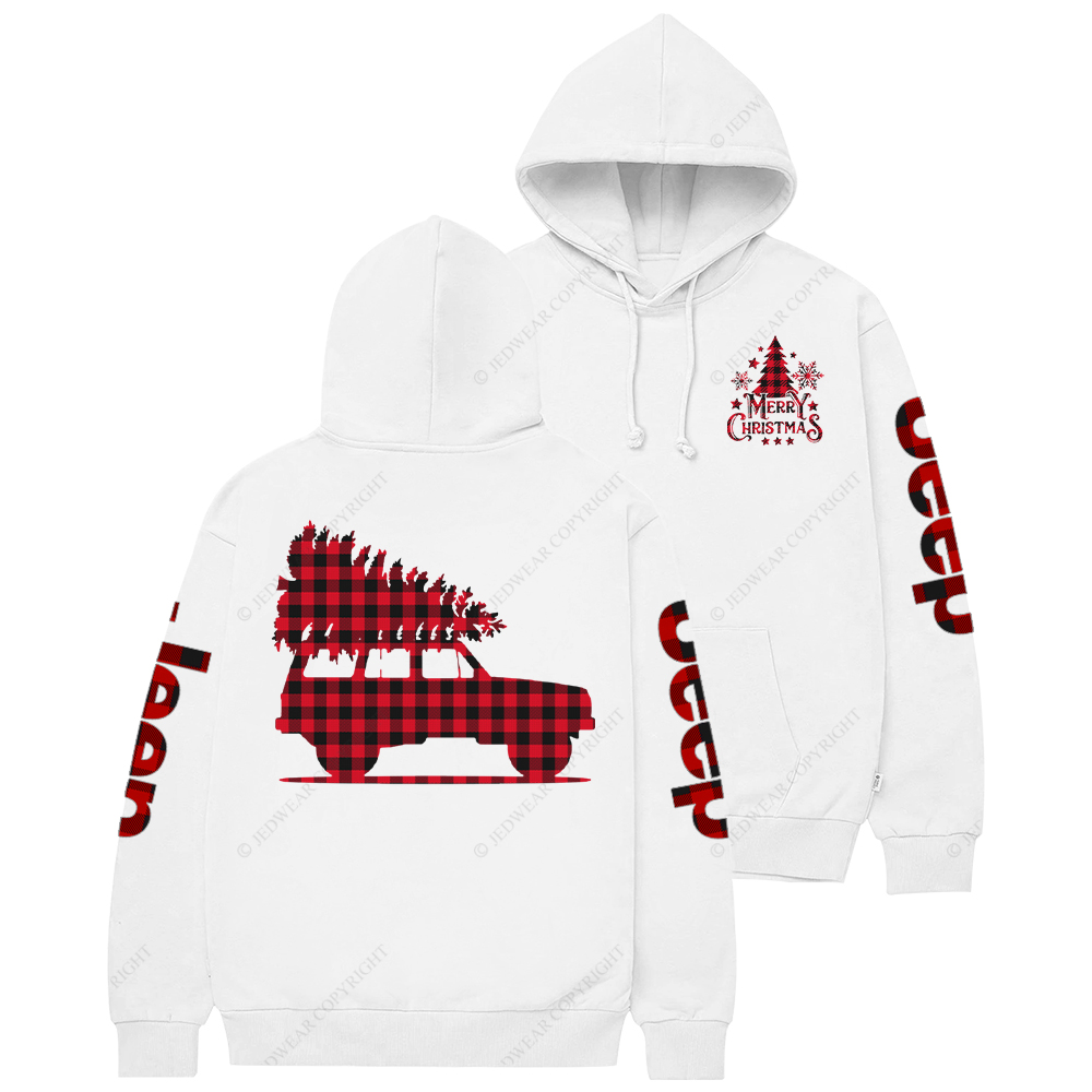 Merry Christmas Tree Red And Black Plaid Jp Casual Hoodie