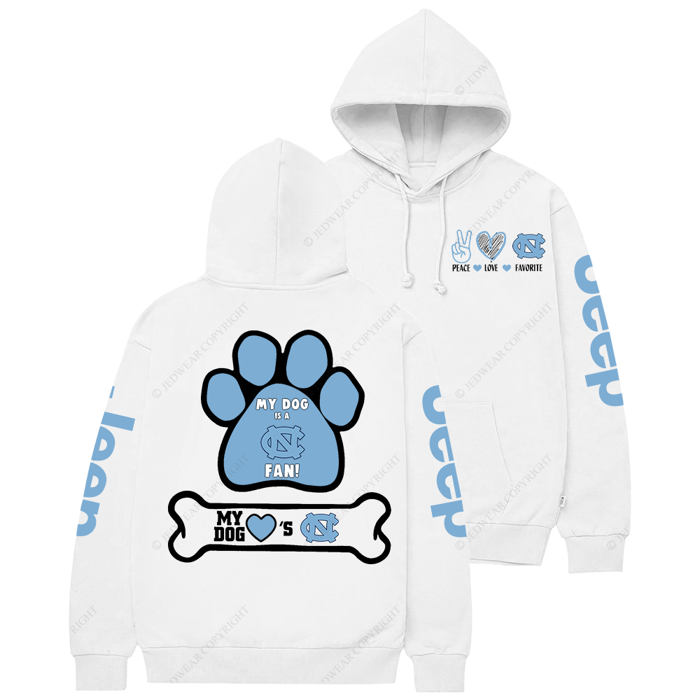 North Carolina Tar Heels Paw Print Jp Casual Hoodie