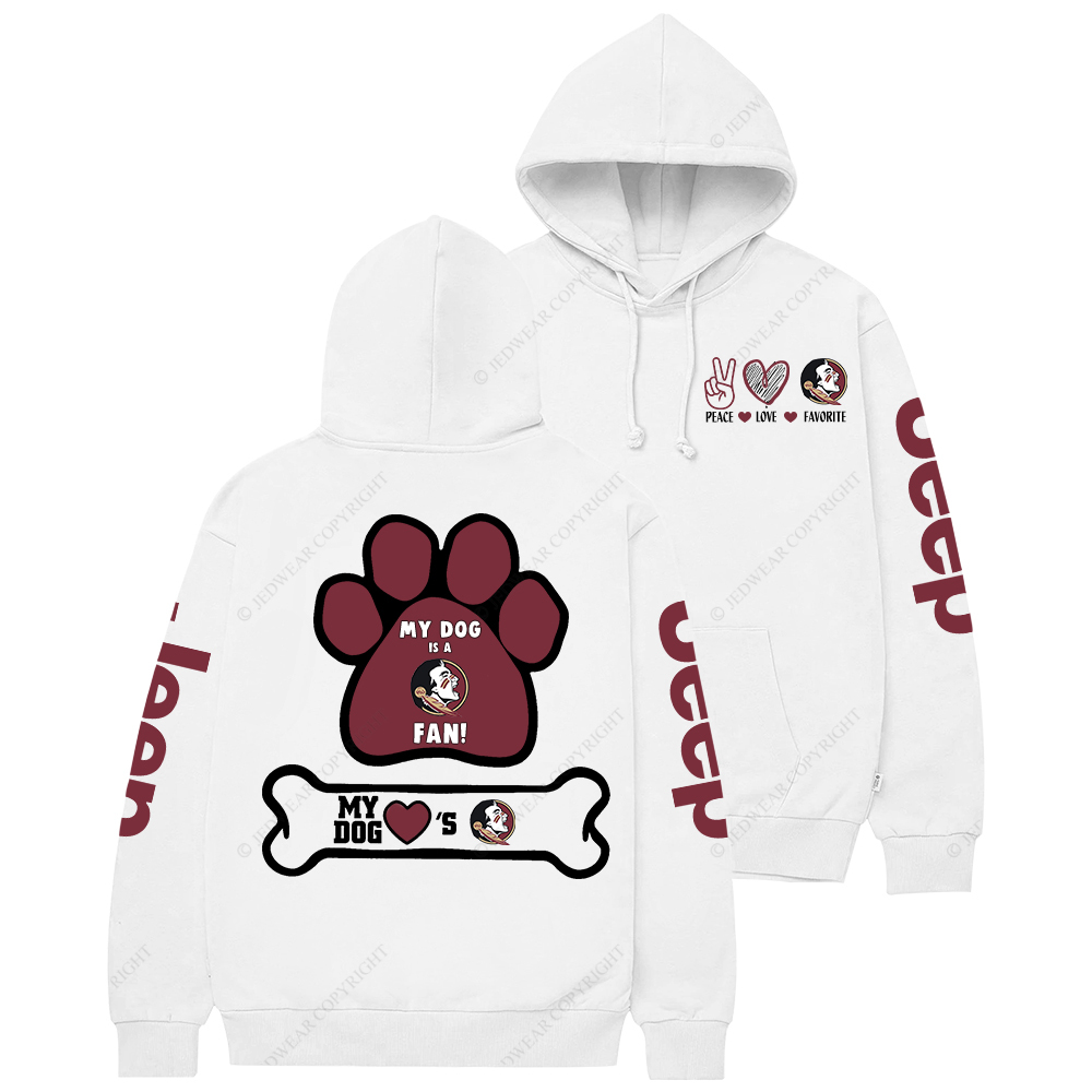 Florida State Seminoles Paw Print Jp Casual Hoodie
