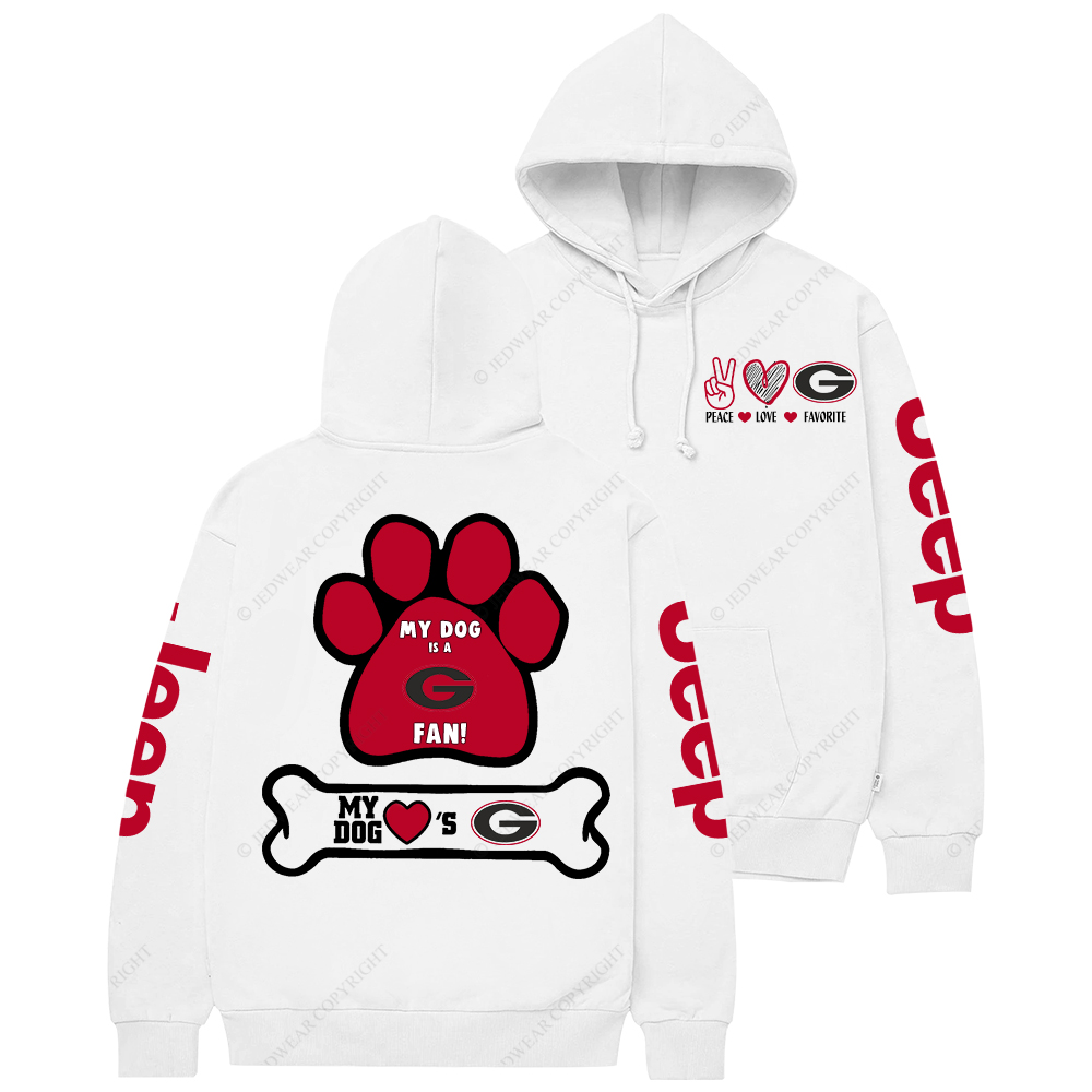 Georgia Bulldogs Paw Print Jp Casual Hoodie