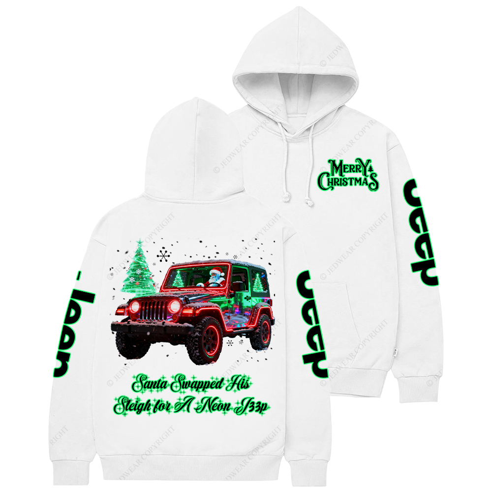 Santa Swapped His Sleigh for A Neon Merry Christmas Jp Casual Hoodie
