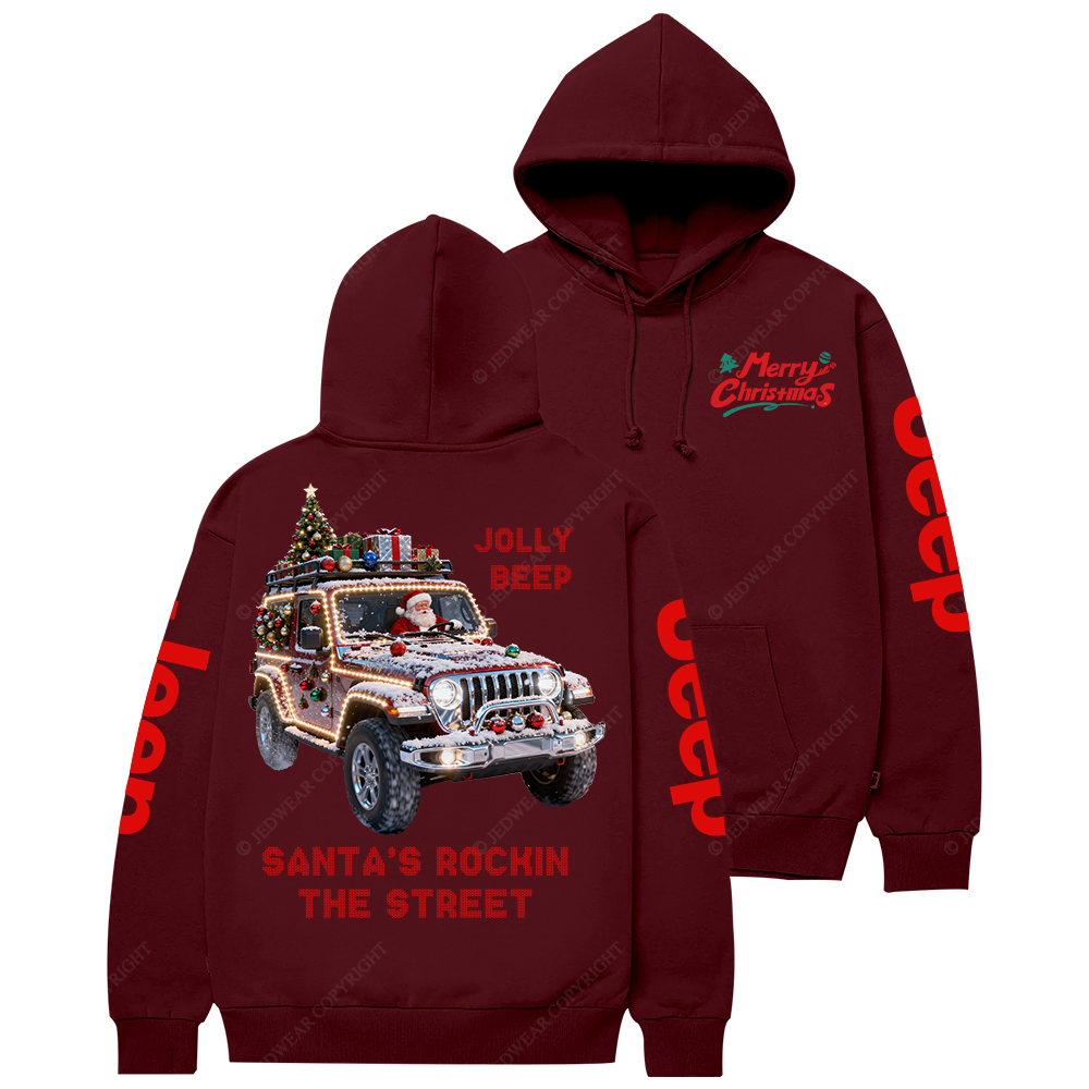 Santa’s Rockin The Street Merry Christmas Jp Casual Hoodie