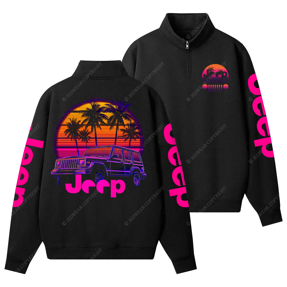 Palm Trees Beach Jp Half-Zip Jacket Sweatshirt