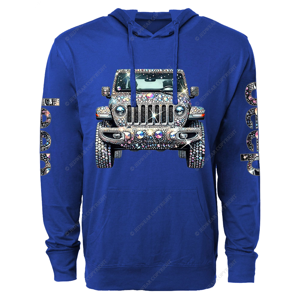 Bling Sparkle Rhinestone Car Glam Girl Jp Oversized Lightweight Hoodie   
