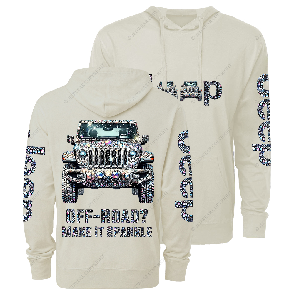 Bling Sparkle Rhinestone Car Glam Girl Jp Oversized Lightweight Hoodie   