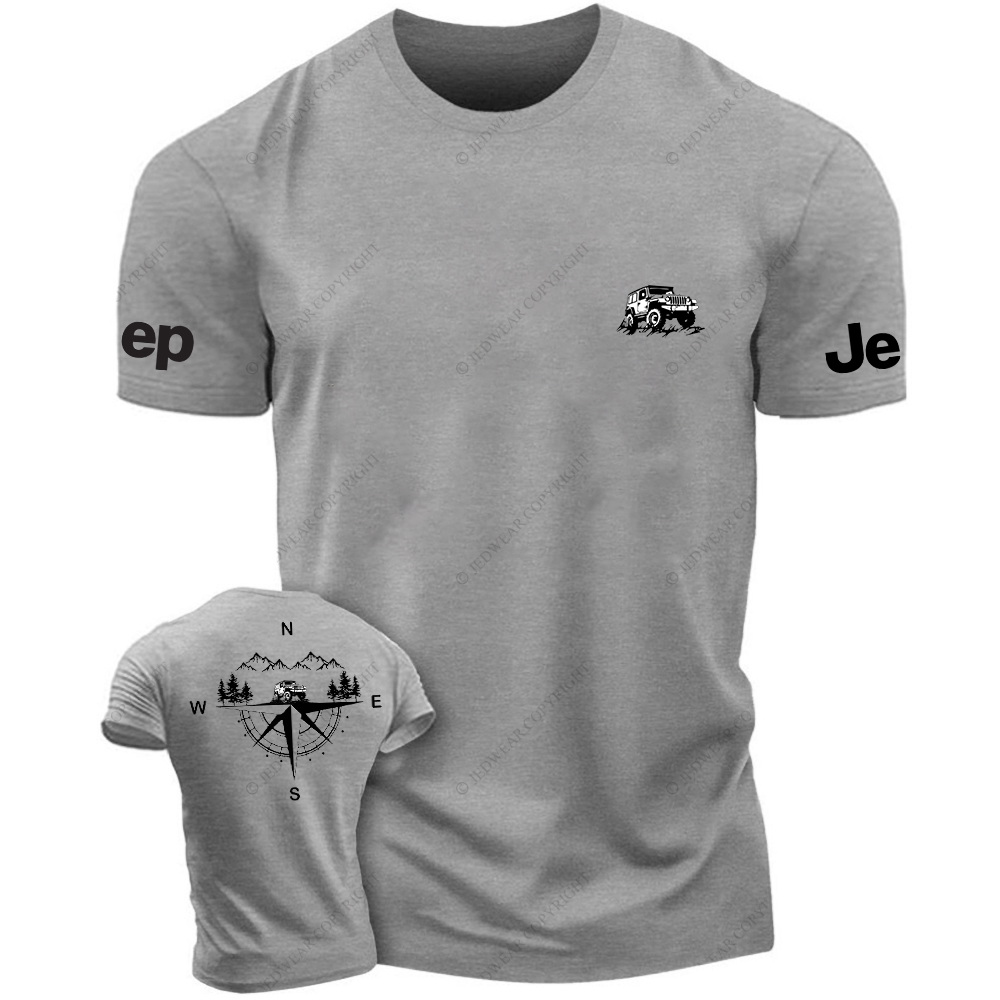 Compass Mountains And Trees Front And Rear Design JP T-Shirt