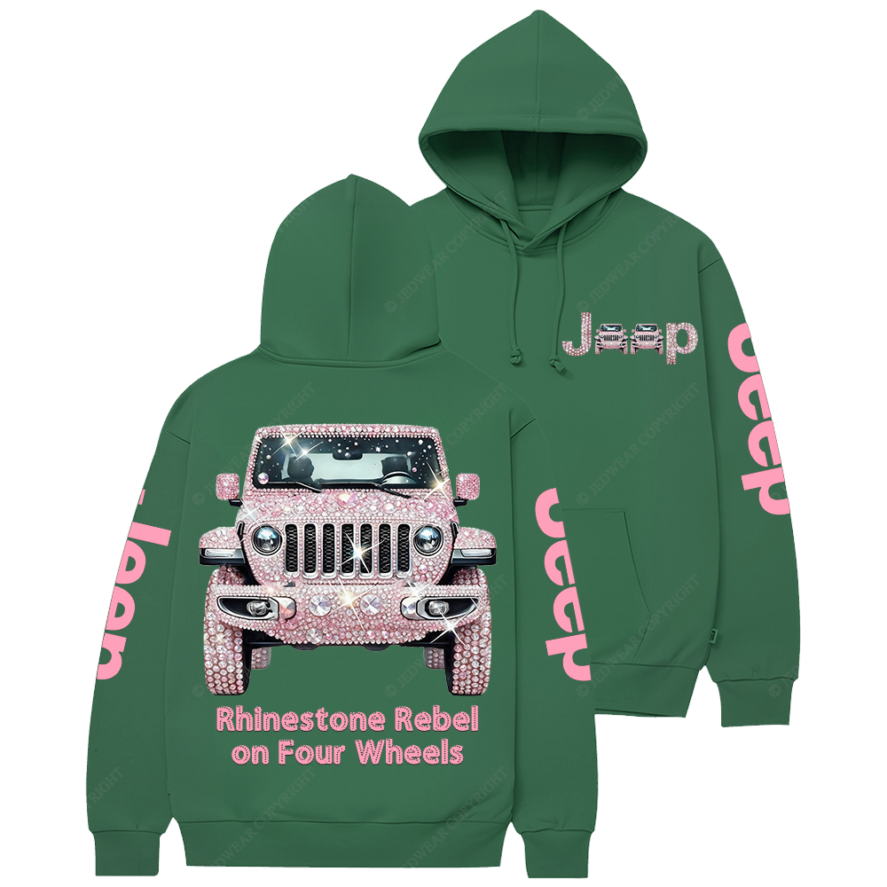 Pink Bling Sparkle Rhinestone Car Glam Girl Jp Casual Hoodie