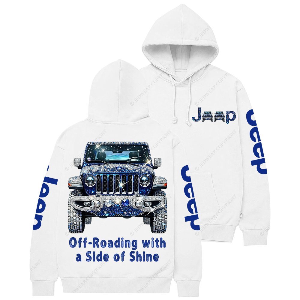 Blue Bling Sparkle Rhinestone Car Glam Girl Jp Casual Hoodie