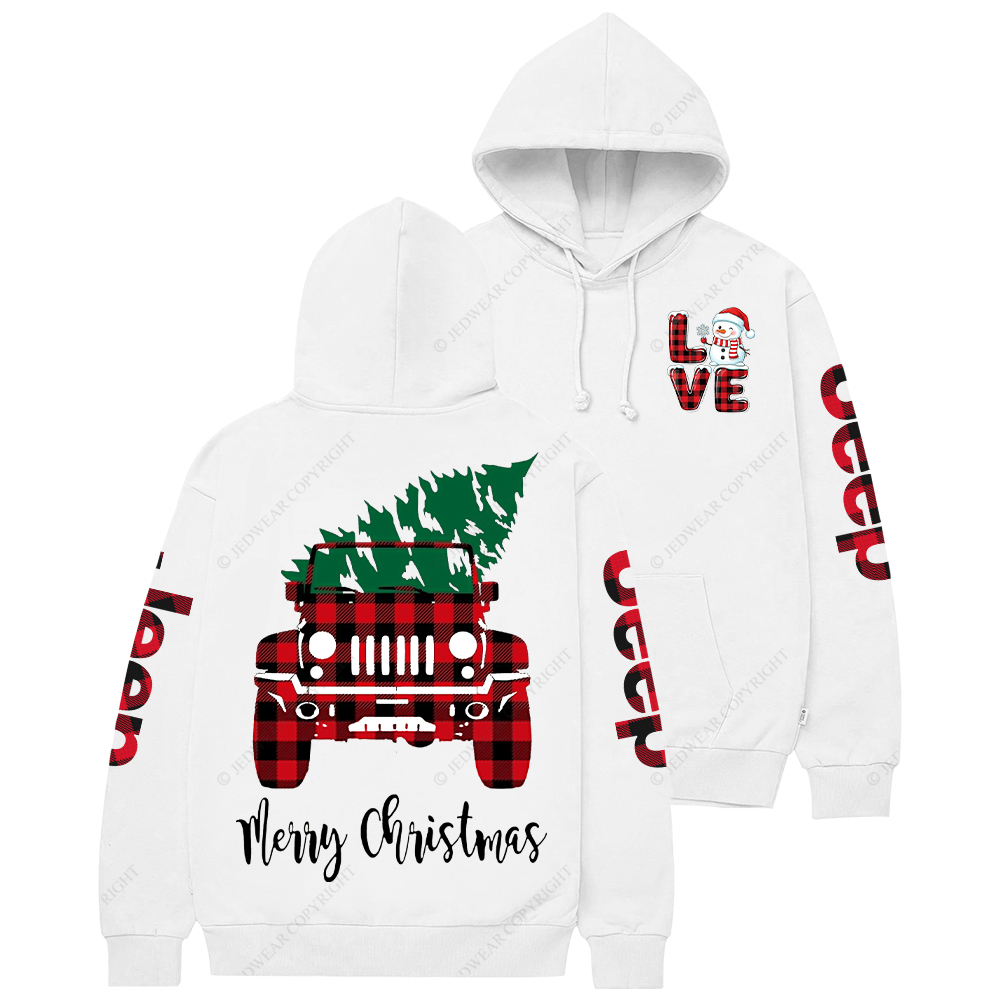 Merry Christmas Tree Red And Black Plaid Jp Casual Hoodie