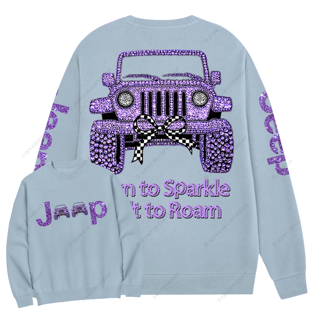 Girl Purple Car Bling Bling Jp Crew Neck Sweatshirt