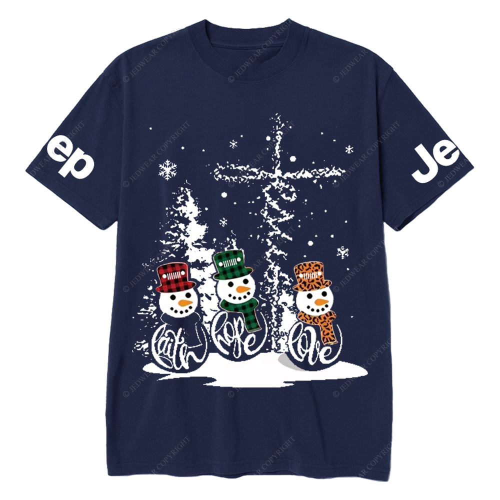 Religion Jesus Cross Snowman Jp T-Shirt