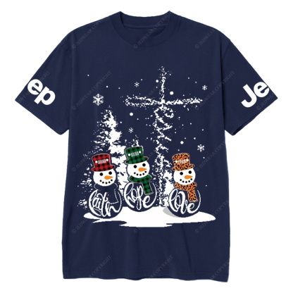 Religion Jesus Cross Snowman Jp T-Shirt