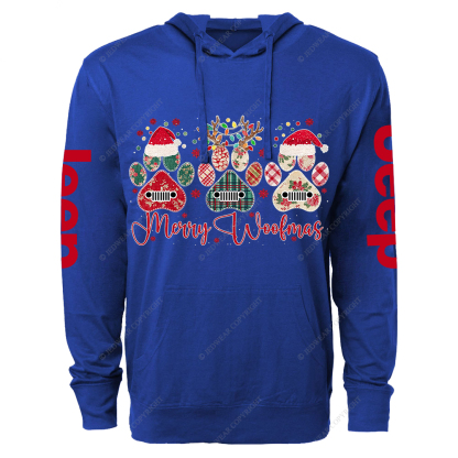 Retro Merry Woofmas Dog Paw Jp Oversized Lightweight Hoodie   