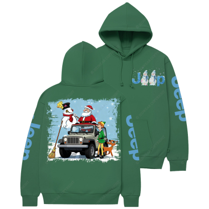 Merry Christmas Santa Claus Elf And Elk Jp Casual Hoodie