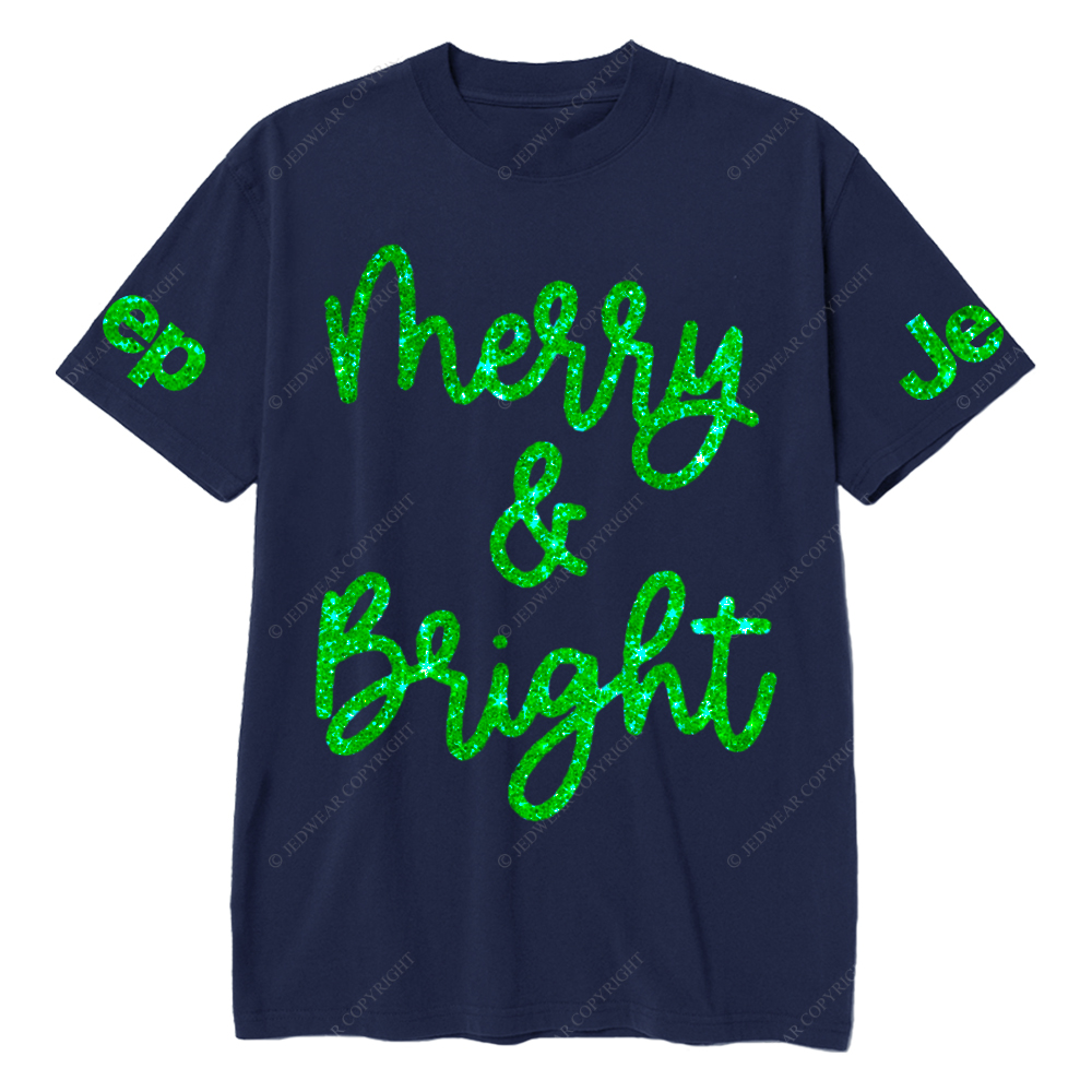 Sparkly Glitter Merry Bright Christmas Jp T-Shirt