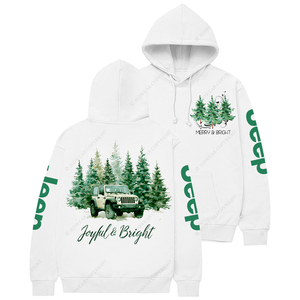 Joyful Merry And Bright Christmas Tree Jp Casual Hoodie