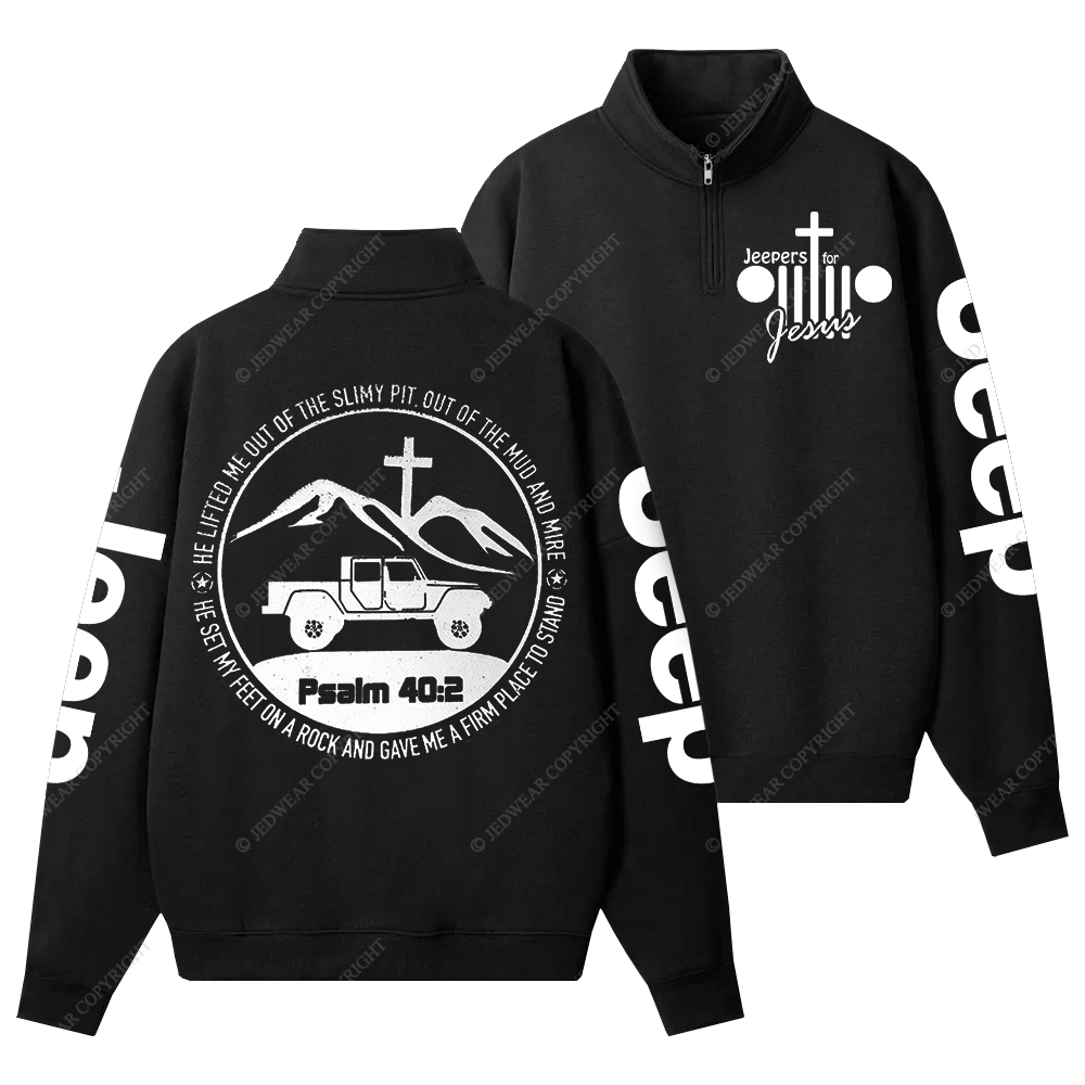Religion The Lifted Me Out Of The Slimy Pit Psalm 40:2 Jp Half-Zip Jacket Sweatshirt
