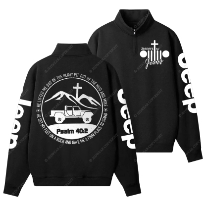 Religion The Lifted Me Out Of The Slimy Pit Psalm 40:2 Jp Half-Zip Jacket Sweatshirt