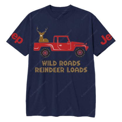 Merry Christmas Wild Roads Reindeer Loads Jp T-Shirt