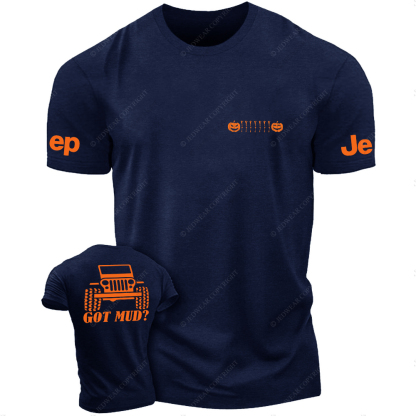JP Halloween Got Mud Pumpkin Skull And  Front And Rear Design JP T-Shirt