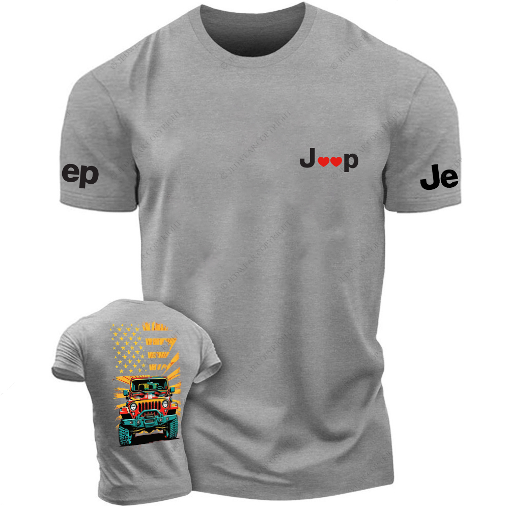Four-Wheeler American Flag Love Front And Rear Design Jp T-Shirt