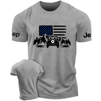 Four-Wheeler American Flag Trees Mountains Jp T-Shirt