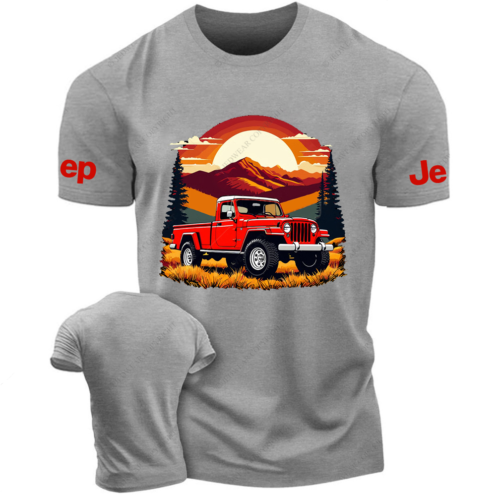 Jp Gladiator Off-Road Vehicle On The Grass At Sunset Mountain T-Shirt