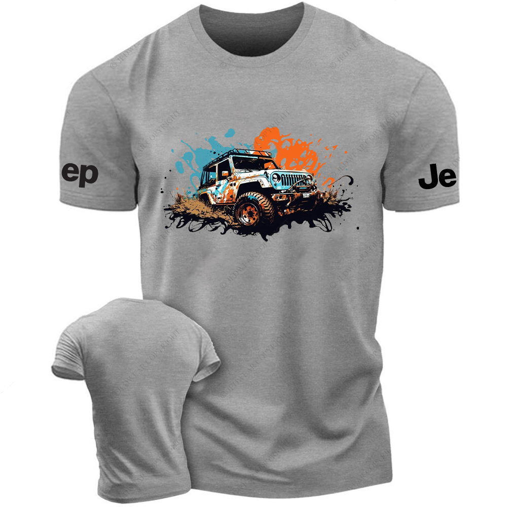 Off-Road Vehicle Driving On Muddy Terrain Ink Painting Jp T-Shirt