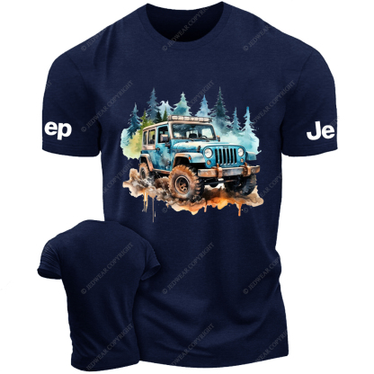 Colorful  Ink Painting Off-Road Vehicle Driving On Muddy Terrain Jp T-Shirt