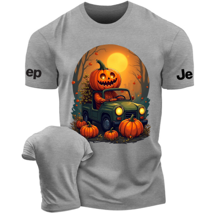 Halloween Pumpkin Man Driving On The Road Jp T-Shirt