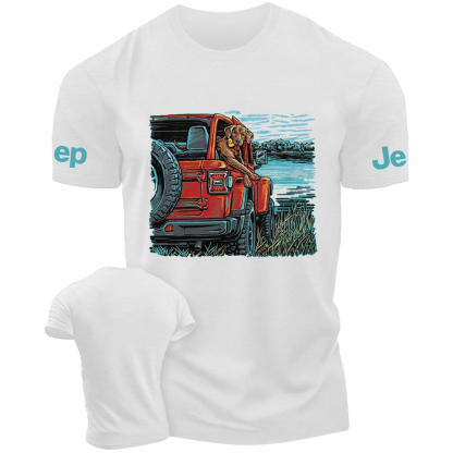Dog In Car By The River Jp T-Shirt