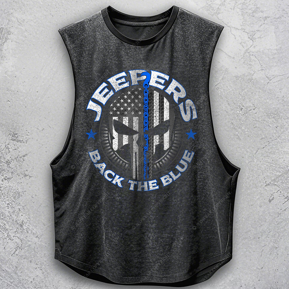 Policeman Jp Back The Blue Police Skull Jp - Men Tank