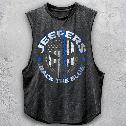 Policeman Jp Back The Blue Police Skull Jp - Men Tank