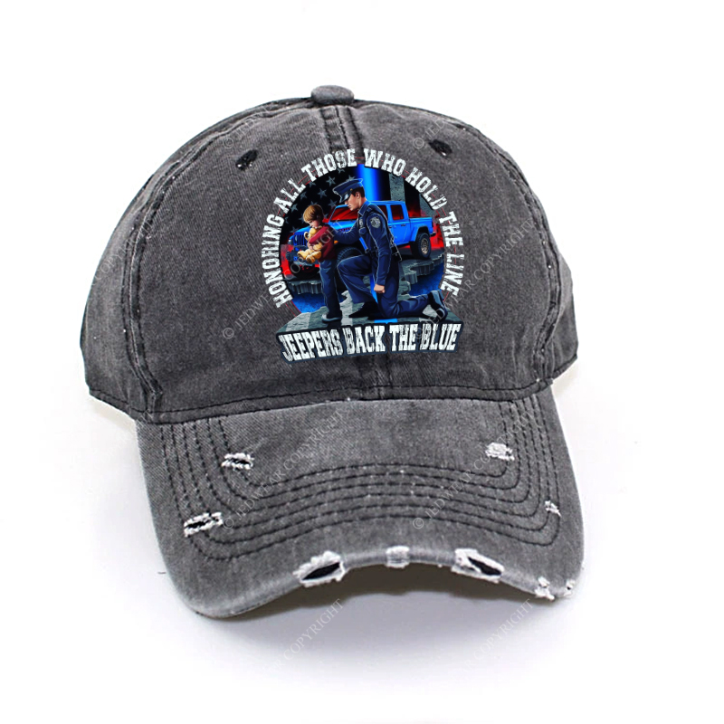 Police Honoring All Those Who Hold The Line Jeepers Back The Blue Jp Baseball Cap