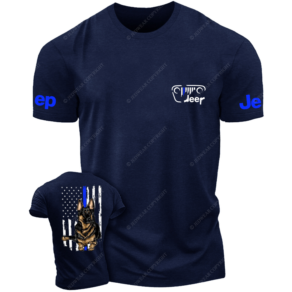 American Flag Police Cordon Gun The Blue Line Police Dog Jp T-Shirt