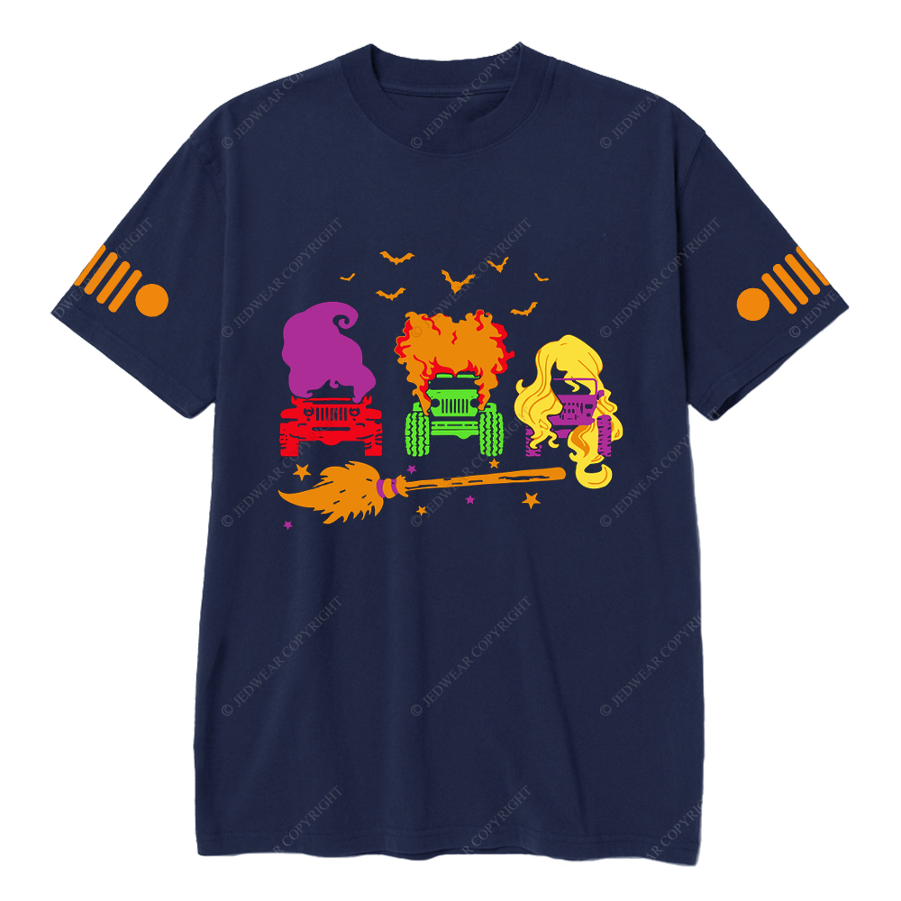 Halloween Three Witches Driving Broom JP T-shirt