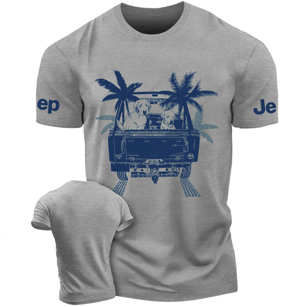 Palm Tree Dog In The Car Jp T-Shirt