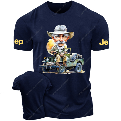 Cartoon Funny The Farmer Sits In The Front Of The Car Jp T-Shirt