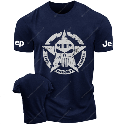 Military Star Skull Live Without Limits Vintage Style Jp T-Shirt