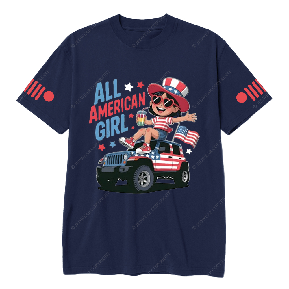 American Flag All American Girl Happily Drinking Juice Jp T-Shirt